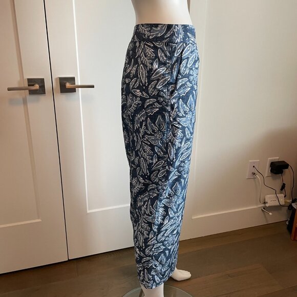 Rip Skirt Floral Polyester Spandex Wrap Skirt w Velcro Close Denim Blue White S - Picture 4 of 16